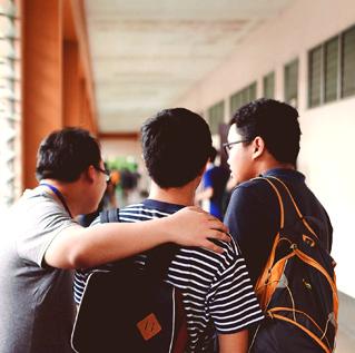 students walking in hallway